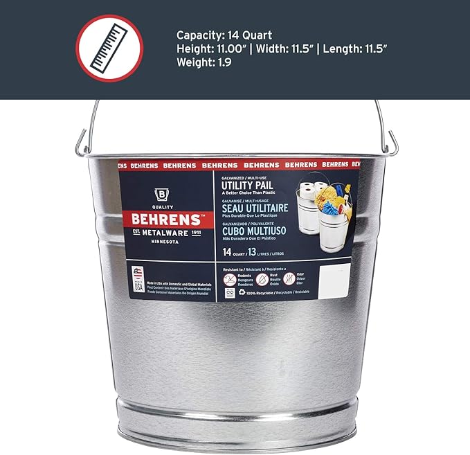 Behrens Galvanized Steel Utility Pail 14-Quart