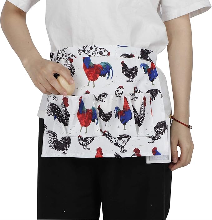 Eggs Collecting Apron with Multiple Pockets, Farm Apron for Chicken Duck Eggs, Hands Egg Gathering Holder with Sturdy Polyester Material, for Farmhouse Supplies (2 S)