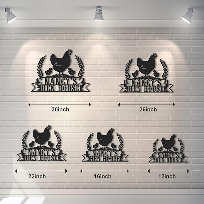 Personalized Chicken Coop Signs, Outdoor Chicken Coop Decor, Vintage Hen House Wall Decor, Custom Metal Name Sign for Farm Yard Garden Home, Gifts for Chicken Lovers Color07
