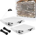 10x10ft Anti-Tear Clear Tarp Waterproof - 2pcs Windproof Poly Tarpaulin, Heavy Duty Transparent Enclosure with Grommets for Covering Chicken Coops Greenhouse Garden Plants