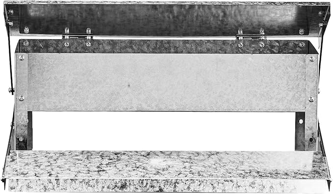 Large Capacity Chicken Grit and Oyster Shell Feeder,Rodent Proof No Waste Treadle Chicken Feeder,Galvanized Metal Poultry Duck Feeders,with Weatherproof Lid,for Chickens Hens Ducks (Silver)