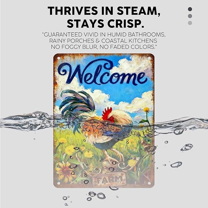 Vintage Chicken Tin Sign Welcome Retro Coop Metal Sign Funny Chicken Lovers Nostalgic Rustic Wall Decor For Home Farmhouse Poultry House Farm Outdoor Yard Bedroom 16 * 12In