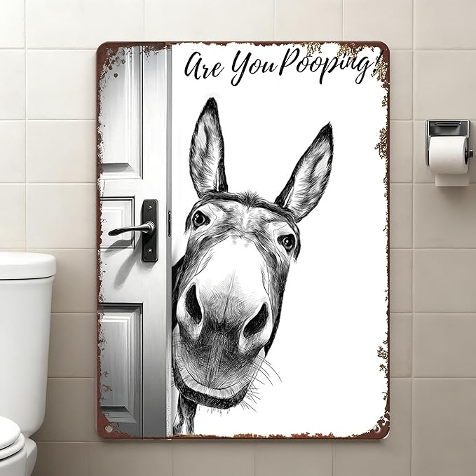 Custom Sign with Your Image,Funny Bathroom Wall Art with "Are You Pooping?"written on it,Western Interior Decoration Suitable for Quirky Enthusiasts,8x12 Inch