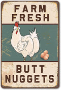 Bestylez Funny Chicken Coop Sign Vintage Chicken Sign - Farm Fresh Butt Nuggets Sign Outdoor Chicken Decor 8" * 12" (277)