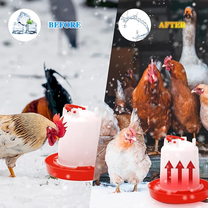1 Pcs Poultry Chicken Water Heater, 120 V 20W Silicone Winter De-Icer Chicken Water Heating Base Poultry Founts with 47.2 Inch Power Cord for Drinking Fountains Chicken Coop