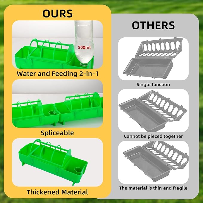 4 Pack 2-in-1 Chicken Feeder and Waterer Kit, Spliceable No Waste Quail Feeder Automatic Waterer, Chick Coop Accessories for Chicken, Ducks, Quail and Pigeons
