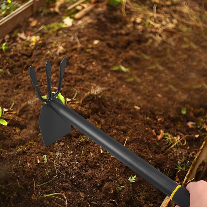 Yardwe Manganese Steel Garden Hoe and Cultivator Tool with Ergonomic Handle for Weeding Soil Loosening Flower Planting and Home Gardening