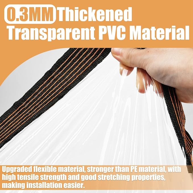 XhuangTech Clear Tarp with Grommets 6x8FT, Heavy Duty 14Mil Thickened PVC Outdoor Garden Cover Tear Resistant, Waterproof Tarps for Chicken Coop Patio Porch Greenhouse Enclosure