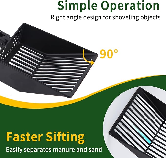 Owfeel Chicken Poop Scooper, 20 to 40.6" Long Chicken Coop Cleaning Tools with Stainless Steel Handle, 3 in 1 Multifunctional Stretchable Heavy-Duty Litter Sifting Shovel Chicken Coop Accessories