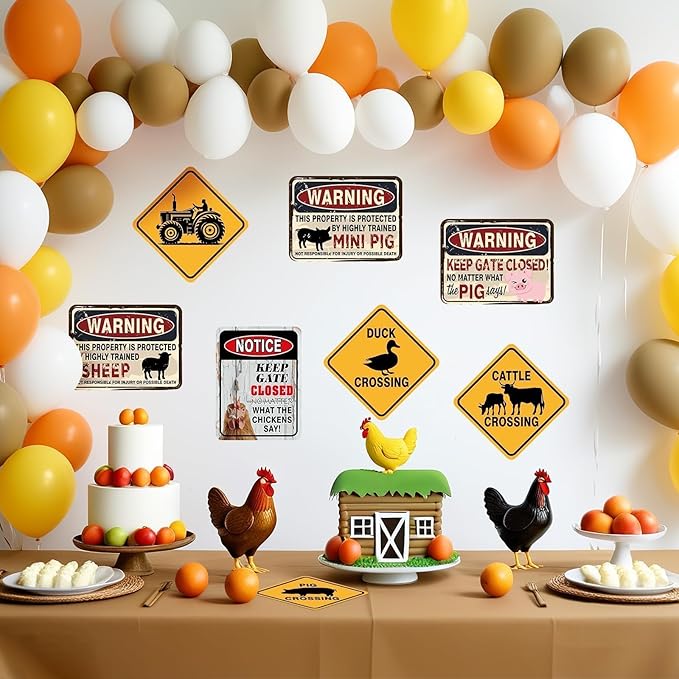 WERNNSAl 9 PCS Farm Birthday Party Decorations - Farm Animal Party Decorations for Boys Kids Barnyar Birthday Supplies Duck Chicken Sign Posters for Home Yard Garden Wall Decor