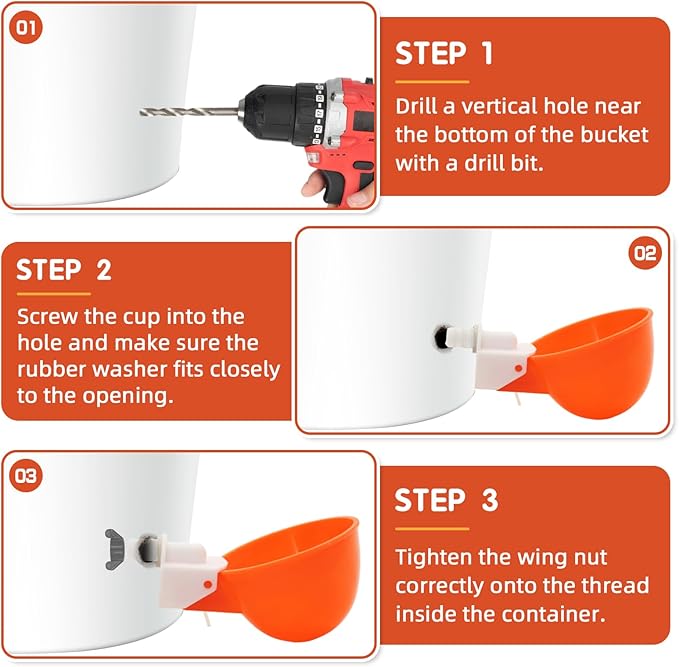 Chicken Waterer Cups,8 Packs Automatic Chicken Water Feeder Suitable for Chicks, Duck, Goose, Turkey and Bunny | Poultry Water Feeder Kit