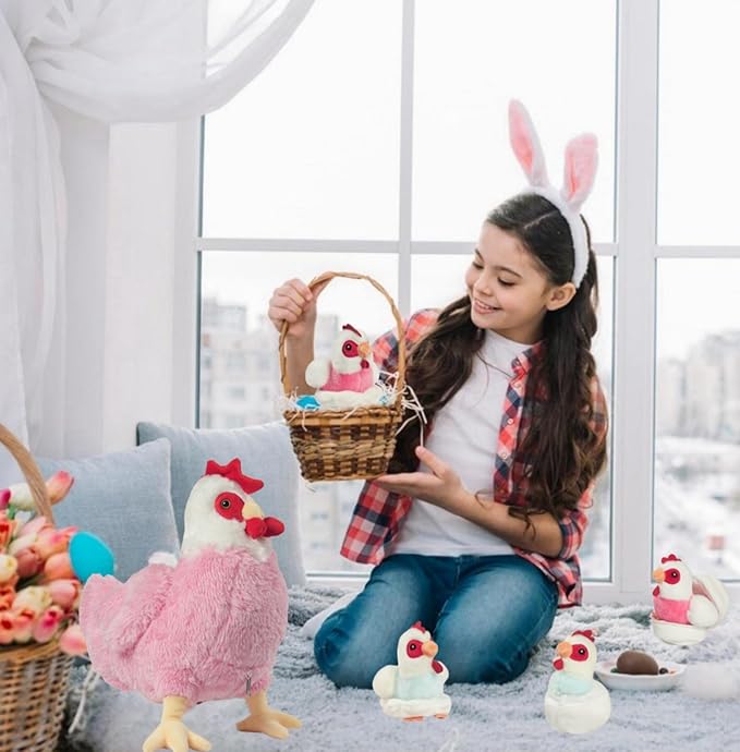 9 in 1 Chicken Stuffed Animal Set, Stuffed Chicken Plush Toy Zippered Egg Laying Hen with Baby Chicks Plush Chickens, Eggs and Coop Chicken Toys for Kids Girls Boys Birthday Easter Stuffers Gifts