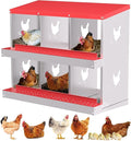 TrailBlaze Metal Chicken Nesting Boxes, Chicken Egg Laying Box with 6 Compartments, Large Vented Holes Chicken Coop with Rollout Egg Collection, Wall Mount Coops for Chickens, Hens (Red)