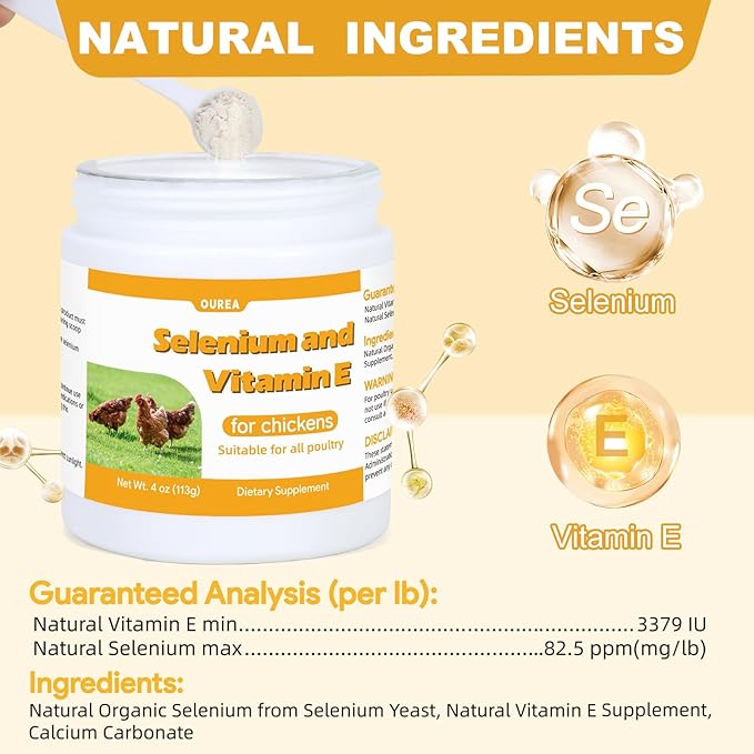 E+S Poultry Vitality Formula | Selenium for Chickens & All Poultry | Nutrient Support Powder for Energy Balance and Mobility | Feed Mix Additive for Healthy Growth