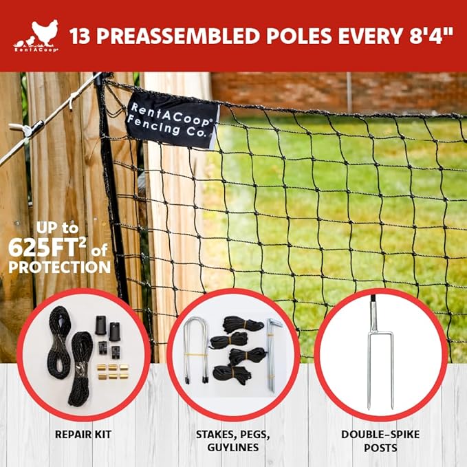 RentACoop Non-Electric Black Boundary Fence 48" x100' - Suitable for Chickens or Other Animals