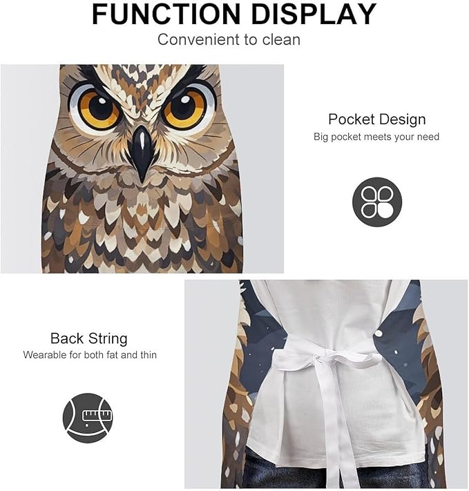 Waterproof Apron Adjustable Bib Aprons with Pockets Orange Cat Sleeping Apron Kitchen Aprons for Women Men