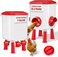 Chicken Feeder and Waterer Set with 3 Gallon/26.4 Pounds, Automatic Chick Feeder and Waterer Set No Waste, Poultry Feeder Large for Hens/Ducks/Poultry