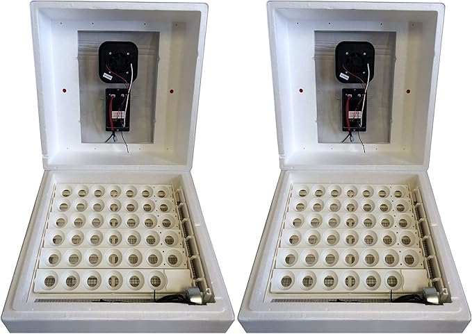 Farm Innovators 2450 Heated Digital Circulated Air Incubator with Automatic Egg Turner for Improved Egg Hatching of Up To 41 Eggs, White (2 Pack)