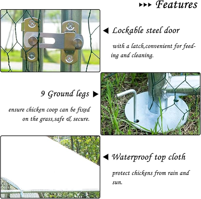 Large Metal Chicken Coop with Run for 20-40 Chickens,Walk-in Outdoor Chicken Run for Yard with Waterproof Cover,Wire Mesh Poultry Cage as Hen House,Duck Coop,Rabbit Hutch (9.84'×19.68'×6.5')