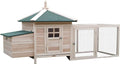 PawHut 77" Wooden Chicken Coop with Nesting Box, Cute Outdoor Hen House with Removable Tray, Ramp Run, for Garden Backyard, Natural