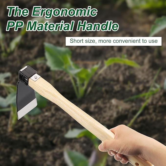 HARFINGTON Garden Hoe 15" x 4.72" Steel Hoe Garden Tool Anti-Rust with Non-Slip Wooden Handle Edger Weeder Shovel for Backyard Loosening Farm Planting Weeding