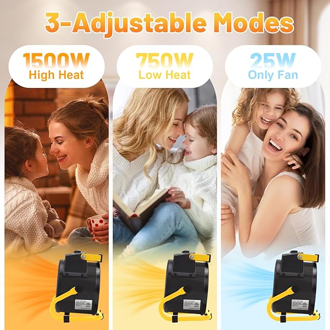 Outdoor Heaters for Patio, 1500W Electric Garage Heater with Overheat Protection, 3S Fast Heating, 3 Modes, Portable Space Heater for Patio, Garage, Greenhouse, Indoor, Gold