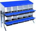 GarveeHome 2-Tier Chicken Nesting Box, 10 Compartment Metal Chicken Laying Boxes with Waterproof Roof ＆ Removable Trays for Hens, Poultry，Easy Egg Collection