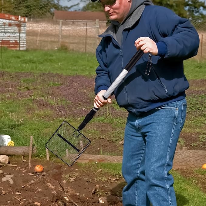 Chicken Coop Cleaning Tools - Stretchable Chicken Pen Rake, Chicken Litter Scoop | Chicken Coop Accessories, Poop Shovel for Separating Poop and Debris from Sand