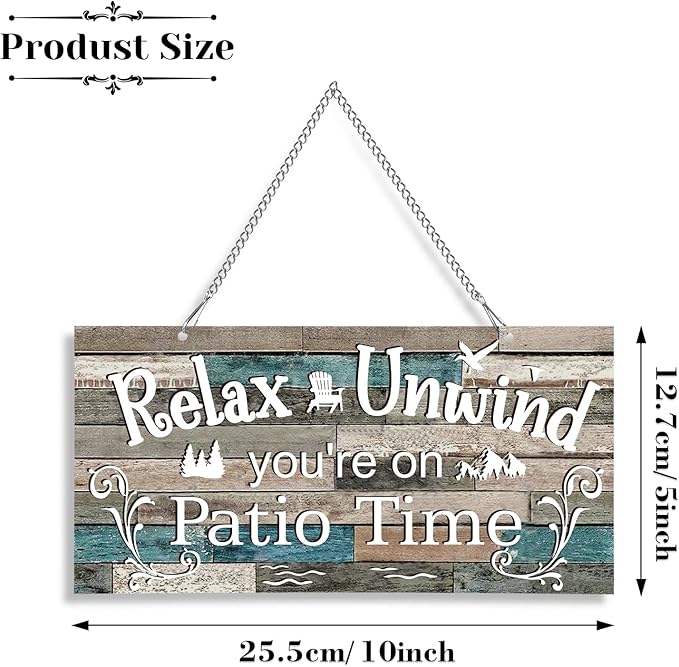 Hotop Patio Decor Patio Sign Decorations Outdoor Metal Porch Wall Decor Rustic Farmhouse Wall Art for Backyard Porch Balcony Gazebo Accessories(10 x 5",Vivid)