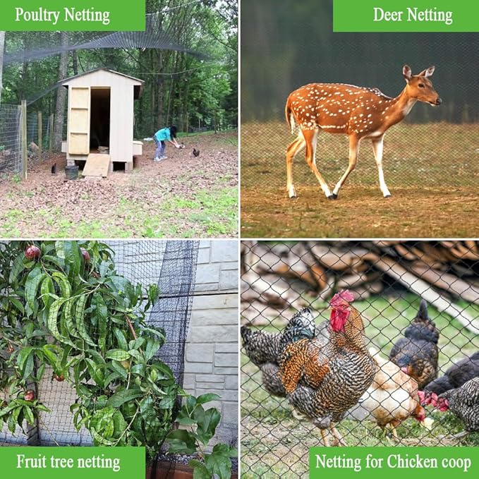 Bird Netting 15x20 Ft, 1/2In Mesh Heavy Duty Garden Netting Pest Barrier for Plants, Fruit Trees, Vegetables, Extra Strong Woven Mesh Netting, Animal Fencing Against Birds, Deer, Poultry
