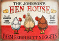 Personalized Chicken Hen House Nuggets Customized Classic Metal Signs Chicken Signs, Chicken Coop Accessories Décor