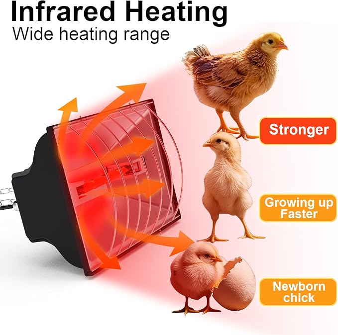 250W Chicken Coop Heater Brooder Bulb Repalcement, Heater Lamp Tube for 30 Chicks Or Ducklings, Poultry Habitat Supplies 250 Wattage Large Heating Lamp Tube Replacement for Amphibians, Livestock, Pets