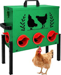 Chicken Feeders, 50 lb Capacity 8 Port Automatic Chicken Feeder, Metal Chick Feeders with Locking Lid and Legs, Chicken Feeder for Chickens, Ducks, Geese, Green