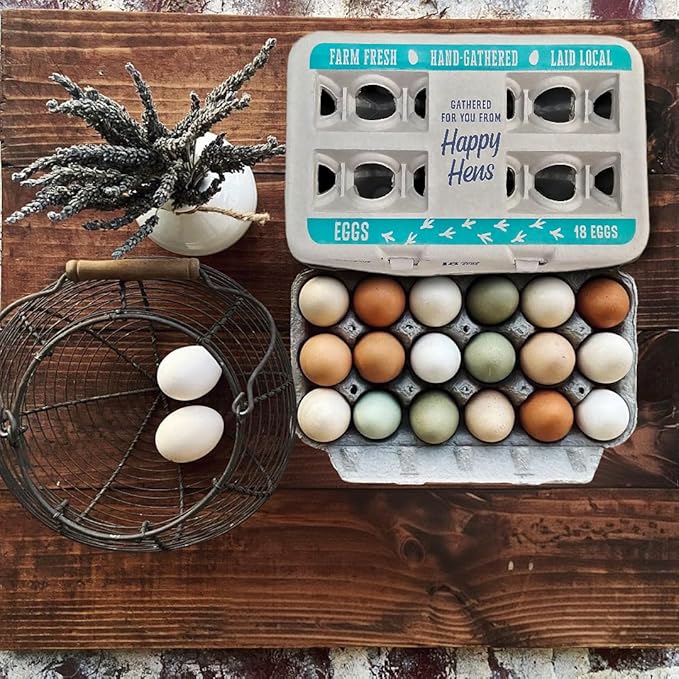 18-Pack Farm Fresh Egg Cartons – Recycled Paper cardboard, Cute Printed Design, Reusable & Durable – Holds up to XL Chicken Eggs – Eco-Friendly Storage for Backyard & Homestead Eggs - 50 Pack