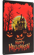 Happy Halloween Signs Vintage Metal Tin Signs Darkness with Pumpkin Signs Iron Paiting Wall Decor Halloween Signs for Club Bar Home Kitchen Man Cave 8X12 Inches