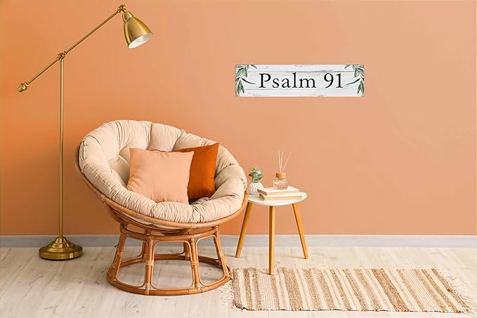 Psalm 91 Metal Sign 4x16in Scripture Plaque for Christian Home Church Wall Decor