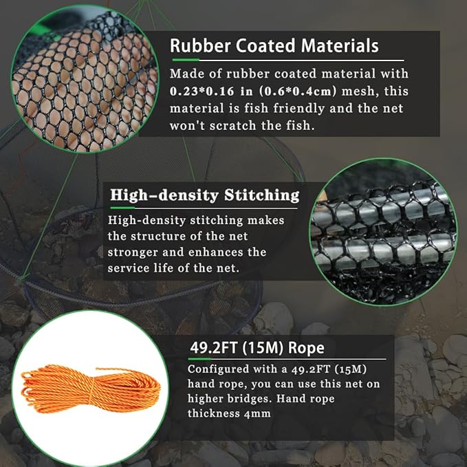 Drasry Fishing Net Trap for Crayfish Crab Bait Minnow Shrimp Foldable Fish Crawdad Lobsters Cast Net Collapsible