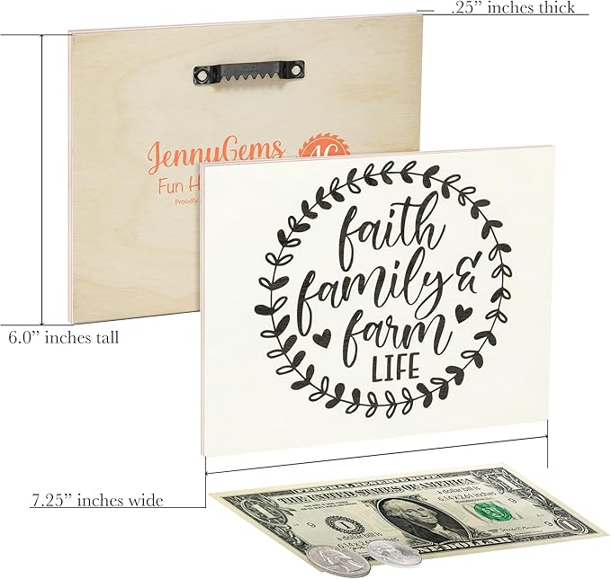 JennyGems Faith Family Farm Life Wooden Sign, Barn Decor, Rustic Farmhouse Decor Wall Hanging, Christian Farm Life, Made in USA