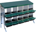 Chicken Nesting Box, Egg Laying Box, Convenient for Collecting Eggs, Ventilated Poultry House Equipment in Metal Chicken Coop, Suitable for Hens and Ducks (Green, 10 Holes with Legs)