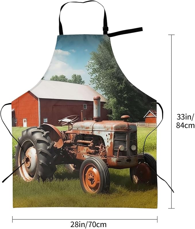 Adjustable Apron with 2 Pocket Apron for Women Men Company Farm Tractor Bib Chef Aprons for Cooking