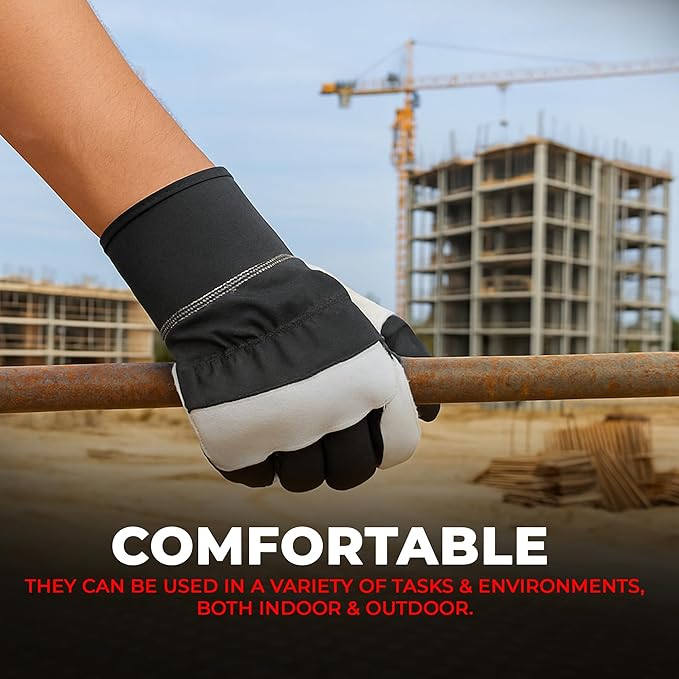 Daniel Smart Men & Women Goatskin Working Glove Lightweight Leather Safety Gloves for construction, gardening outdoor Work