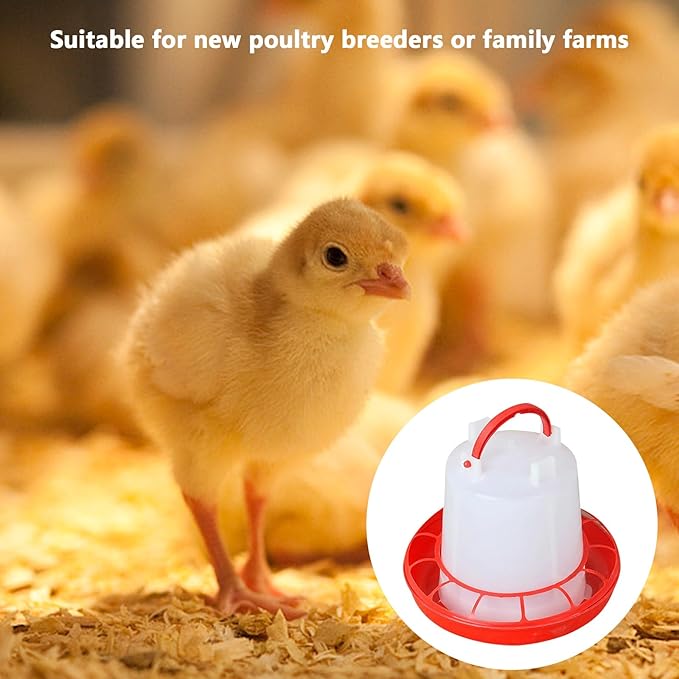 2pcs Chicken Feeder and Waterer Set, Chicken Water Dispenser, Baby Chick Waterer, 1.5L Poultry Waterer Kit, No Spill Design for Baby Chicks, Ducklings