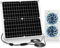 30W Dual Solar Fan Kit for Outside Greenhouse Shed Chicken Coop, IPX7 Waterproof Solar Panel Fan kit with 9.8 FT Power Cord, PV Powerd Cooling Fan for Pet House