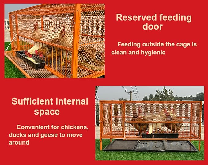 Chicken Cage Metal Poultry Breeding Coop With Pull-Out Trays Feeding Troughs And Wheels Chickens Coop Run Enclosure Pen For Yard Farm Small Animals Duck Ra(Size:150*60*73cm(59*23.6*28.7in),Color:Gray)