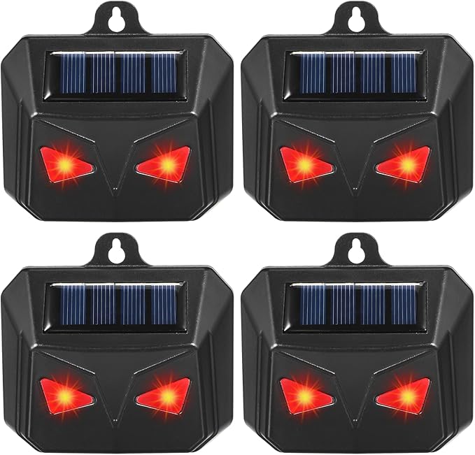 4 Pack Solar Nocturnal Animal Repeller with Predator Eyes - Waterproof Outdoor Predator Deterrent Lights for Coyotes, Deer, Foxes, Raccoons & Skunks Repellent for Chicken Coops & Yard Protection