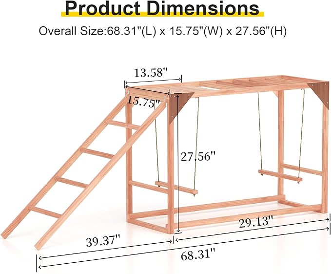 Chicken Perch Swing,Chicken Roosting Bars for Chickens in Coop Perfect for Backyard Poultry Farm Chick Toys Easy to Assemble & Clean 68.31"X15.75"X27.56"