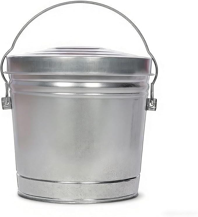 6 Gallon Galvanized Steel Storage Can with Locking Lid Weather Resistant Metal Container for Pet Food Bird Seed Charcoal