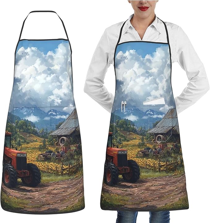 Kitchen Aprons for Men Women Waterproof Apron with 2 Pockets Tropical plants and parrots Apron Adjustable Bib Aprons