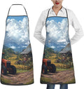 Kitchen Aprons for Men Women Waterproof Apron with 2 Pockets Tropical plants and parrots Apron Adjustable Bib Aprons