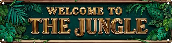 Vintage Tin Welcome To The Jungle Sign Retro Metal Sign Suitable For Home Street Shop Garage Bar Farm Garden - Multi-Purpose For Indoor/Outdoor Use Plaque 4x16 Inch